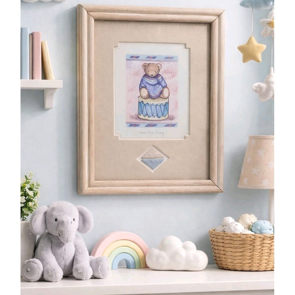 Y2K FIGI Graphics Teddy Bear Nursery Art Pastel Baby Room Decor Tom Tom Teddy